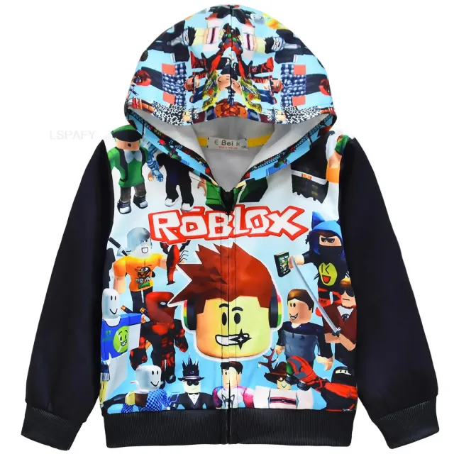 Baby color hoodie with hood and zipper in the design of popular characters from the world of Roblox games