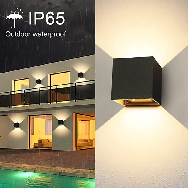 Lumină LED de perete pentru exterior cu conexiune cablată - Design modern negru, lumină caldă, rezistentă la apă IP65, potrivită pentru utilizare interioară și exterioară