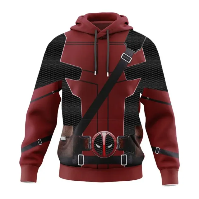 Unisex anime mikina s kapucí v motivech oblíbených hrdinů Deadpool a Wolverine