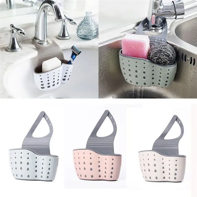 Handy adjustable holder/dripper for sponges and wire in pastel colours