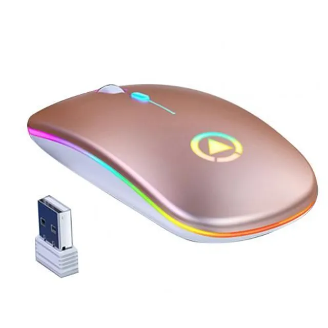 Dobíjateľná bezdrôtová myš s LED podsvietením