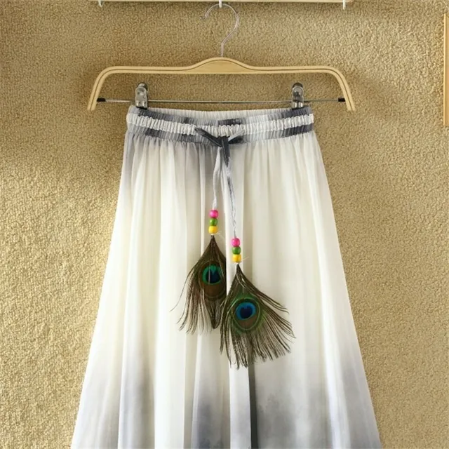 Women's summer long skirt with feather