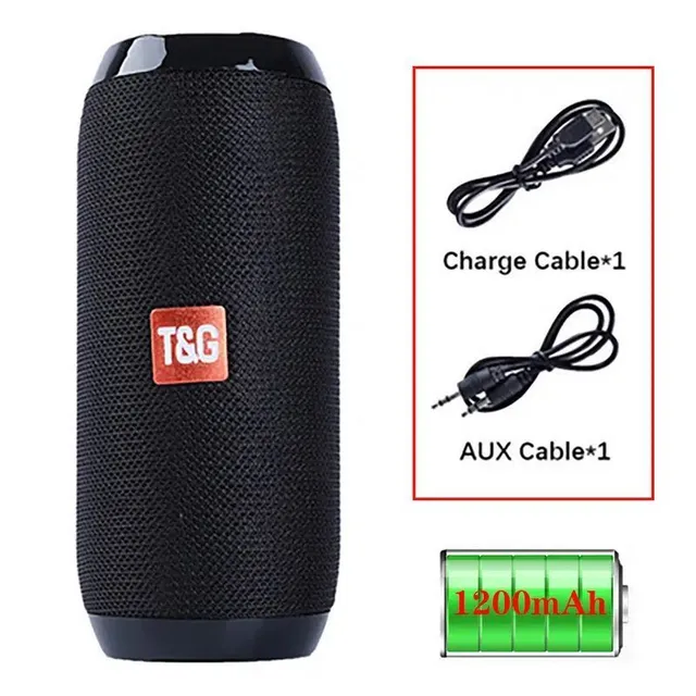 Portable wireless speaker with charging cable and AUX cable