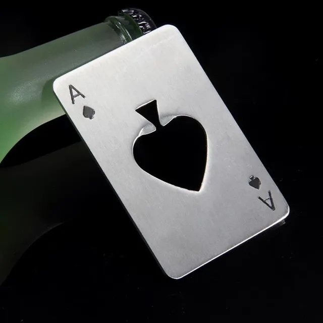 Vreckový otvárač na fľaše v tvare hracej karty - pikové eso