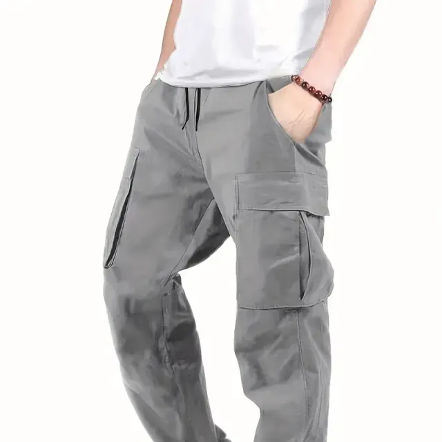 Men's cargo pants made of cotton, comfortable cut, straight pants, multifunctional pockets, ideal for outdoors and free