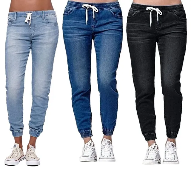 Women's jeans with rubber in the waist