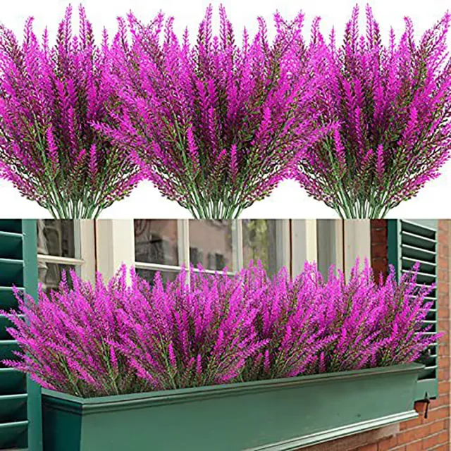 3 pcs Artificial lavender, velvet finish, plastic - wedding bouquet, home decoration, interior and exterior