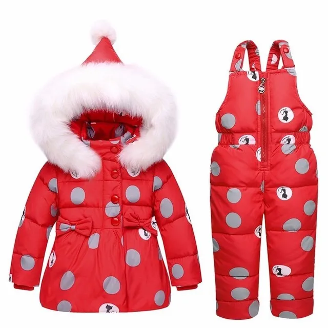 Girls winter set with polka dots - Jacket and trousers