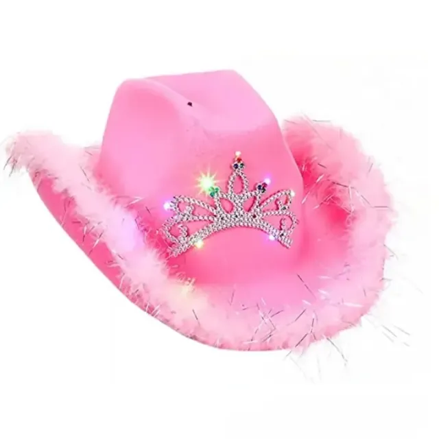 Children's cowboy pink hat with crown