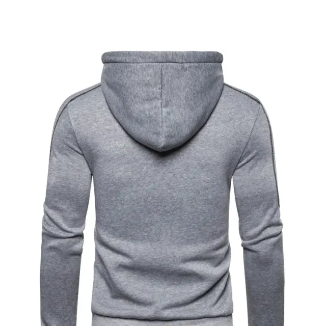 Men's modern sweatshirt with hood, zipper, long sleeve and colorful patterns