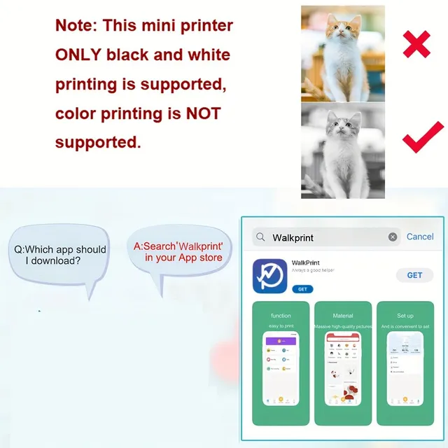 Imprimantă foto mini pentru iPhone/Android: Imprimantă termică portabilă 1000 mAh