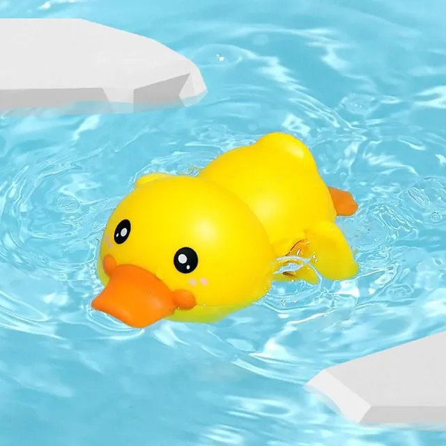 Cute floating children's ducks in the bathtub