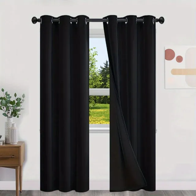 Blackout curtains with no pattern with thermal lining - Energy saving, privacy and style for living room, bedroom, kitchen and bathroom