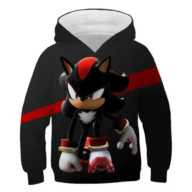 Hanorac unisex pentru copii cu glugă și imprimeu 3D cu Sonic