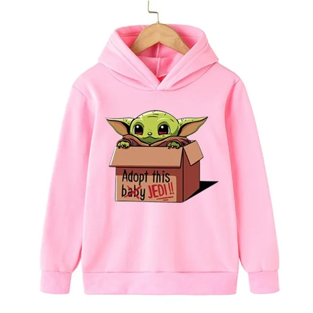 Hanorac trendy pentru copii cu glugă Baby Yoda