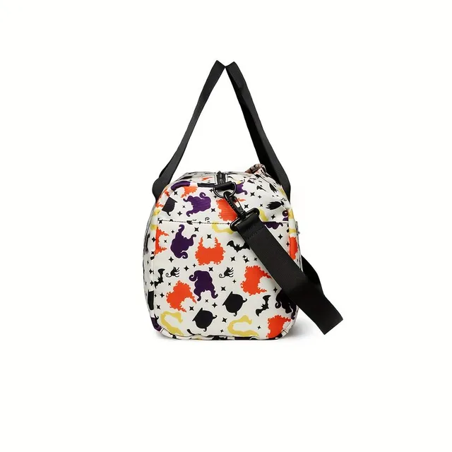 Geantă de călătorie Halloween Ghost Skull Print, Geantă Duffle, Capacitate Mare, Geantă Crossbody, Geantă Sport cu Mânere de Troler și Compartiment pentru Pantofi