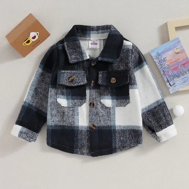 Children's flannel plaid casual coat in various colors