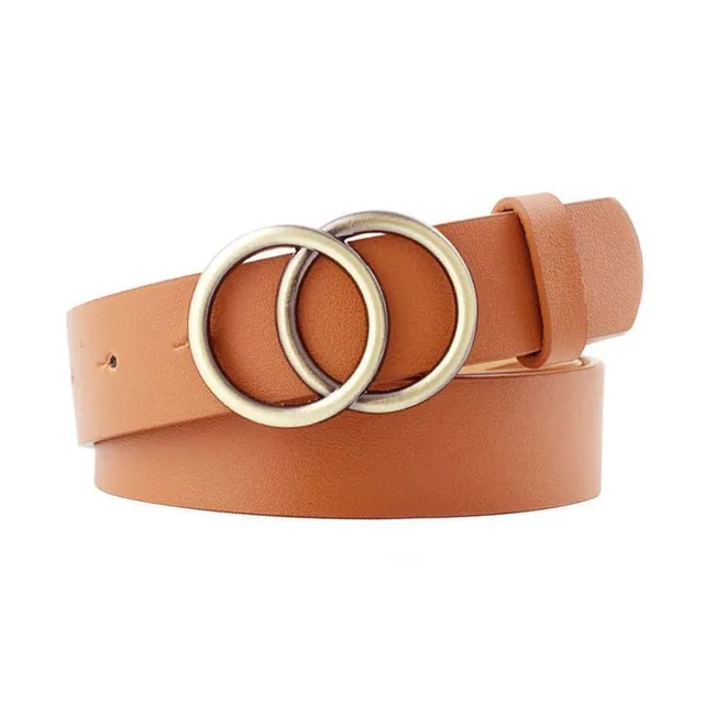 Fashionable ladies belt with round metal buckle