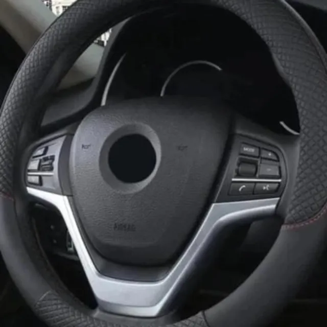 Leather steering wheel cover