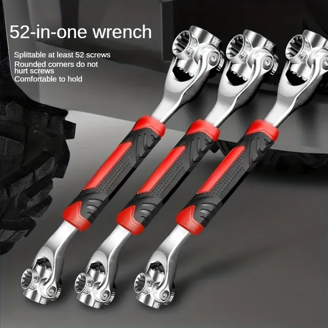 Set chei cu clichet multifuncționale 52 în 1 - Mâner antiderapant 8-19mm & Design cu cap rotativ - Cheie universală