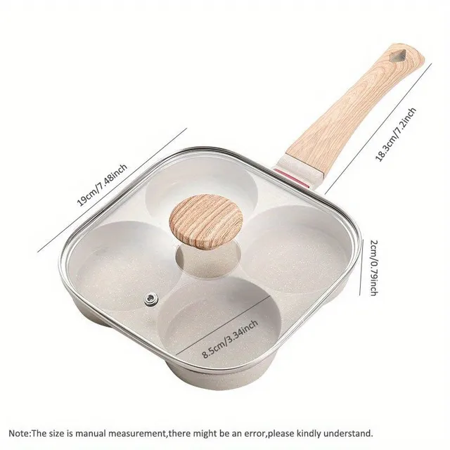 4-fold omelet pan with non-sticky surface and lid