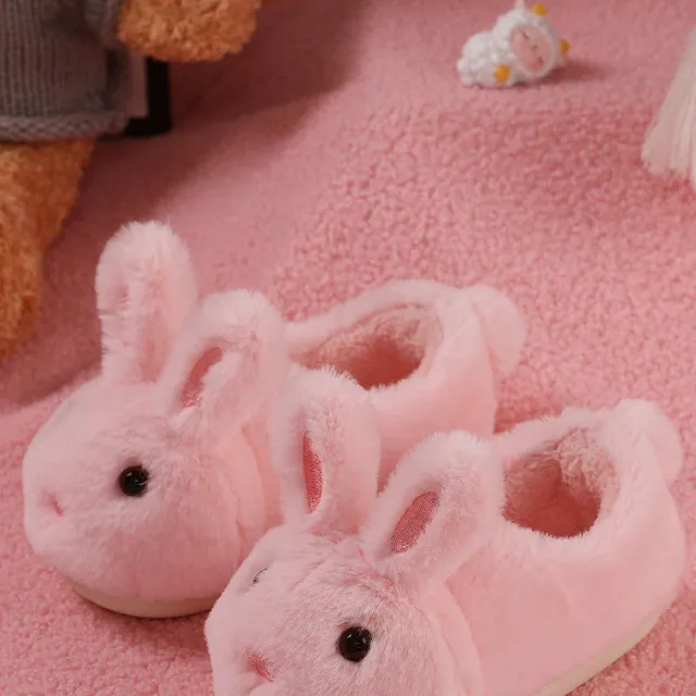 Cute baby slippers with bunny ears - winter homemade shoes to keep warm