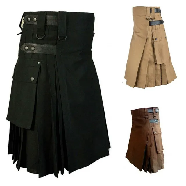 Men's plain Scottish kilt medieval punk