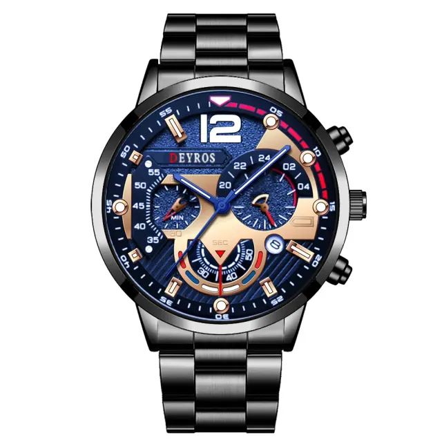 Zegarek mody męskiej - luksusowy zegarek ze stali kwarc