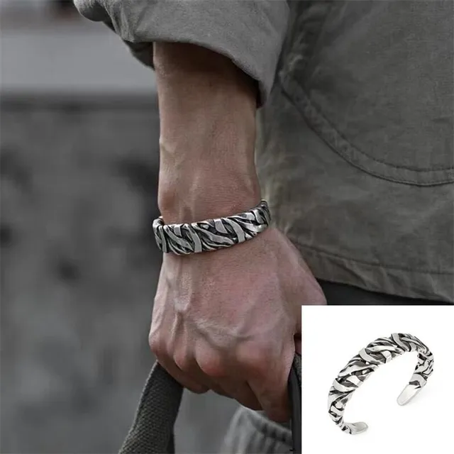 Men's stylish Viking bracelet with runes