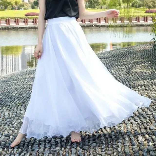 Długa spódniczka maxi dla kobiet wykonana z szyfonu, z elastyczną