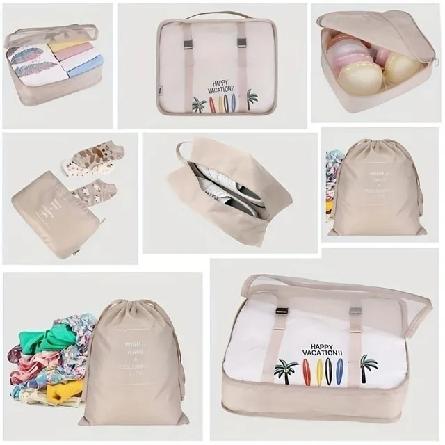 8pcs Light travel organizers on suitcase clothes, spacious resistant multifunctional dice covers and travel accessories