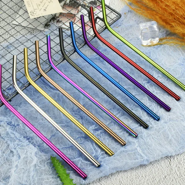 Set of reusable stainless steel straws with sleeve