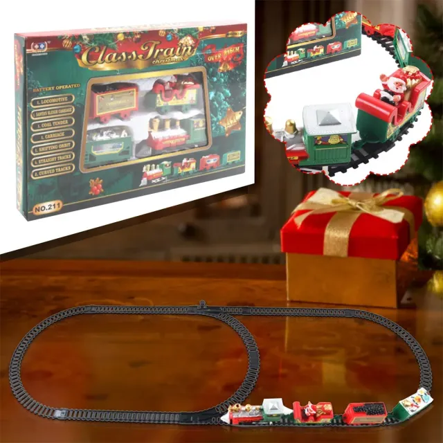 Christmas realistic electric train set safe for children and decoration under the tree