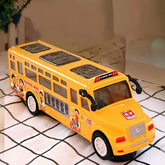 Interactive music blinking school bus for children