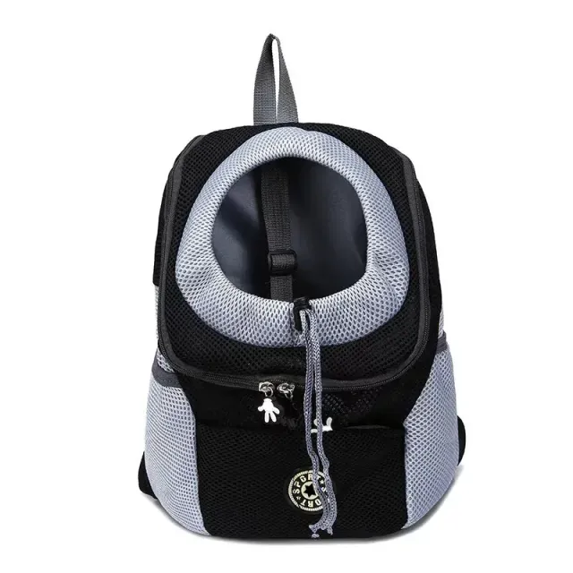 Portable travel bag for dogs and cats with breathable netting and double shoulder strap