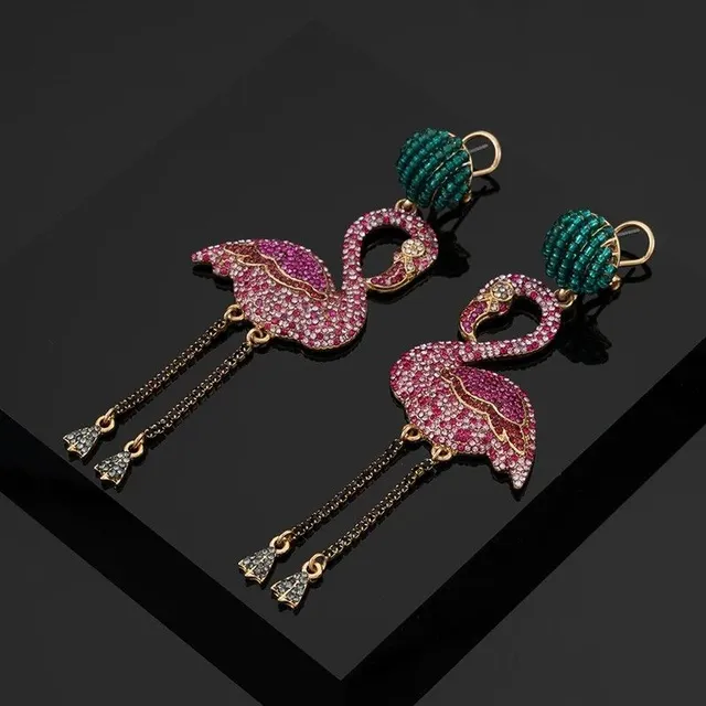 Women's hanger earrings flamingos