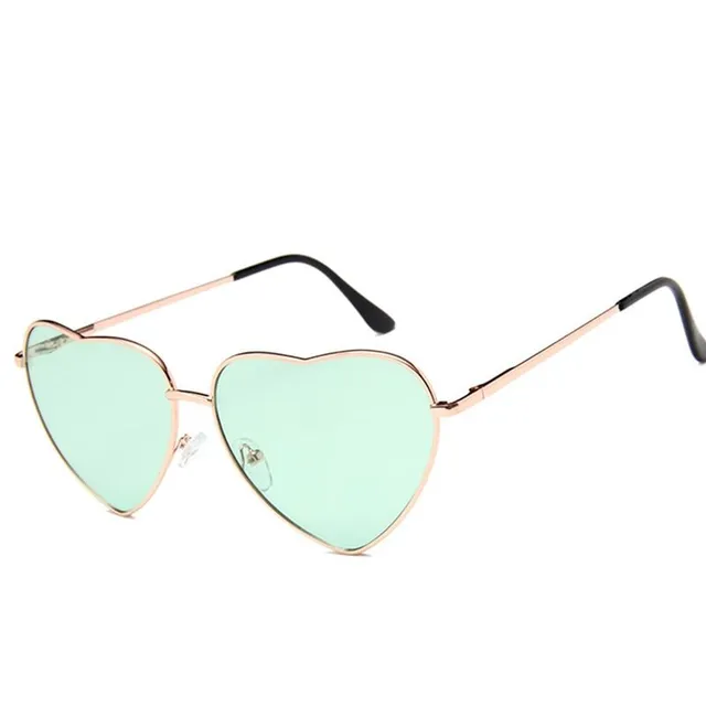 Summer stylish original sunglasses in the shape of a heart - more colored variants Gold Green