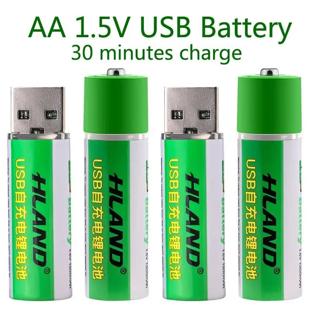 High capacity 1.5V AA 1300mAh USB rechargeable lithium-ion battery for remote control wireless mouse + cable Free shipping