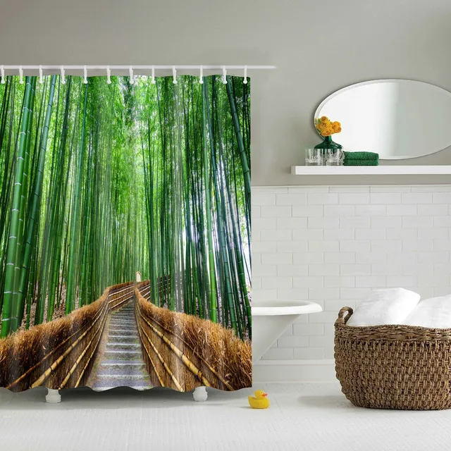 Shower curtain with nature motif