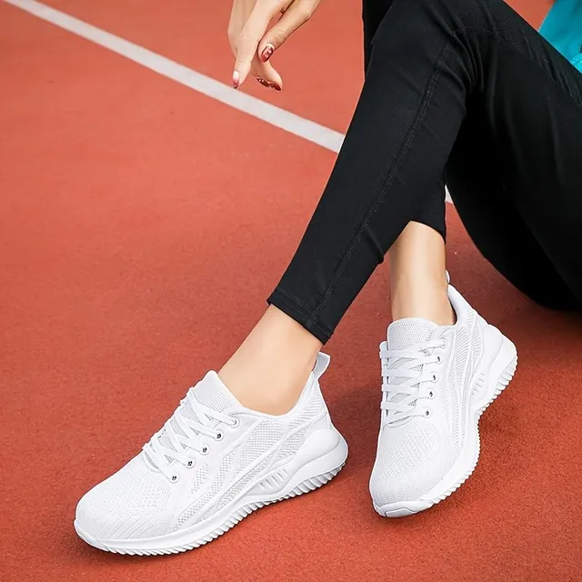 Women's sports-elegant sneakers with platform, soft sole and lace - light running shoes