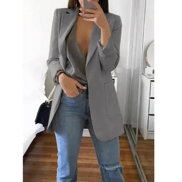 Manteau blazer oversized pour femme en une seule couleur à manches longues pour les loisirs et le bureau