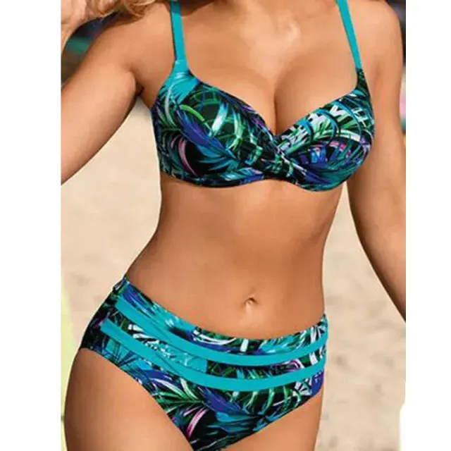 Summer two-piece swimsuit with print and push-up effect - 2 colours