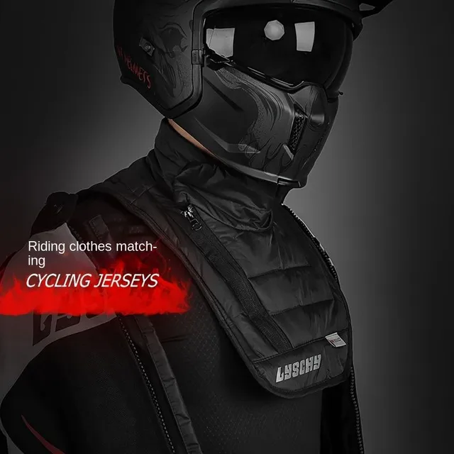 Motocyklistická multifunkční ochrana krku - větruodolná fleecová kukla s chrániči krku