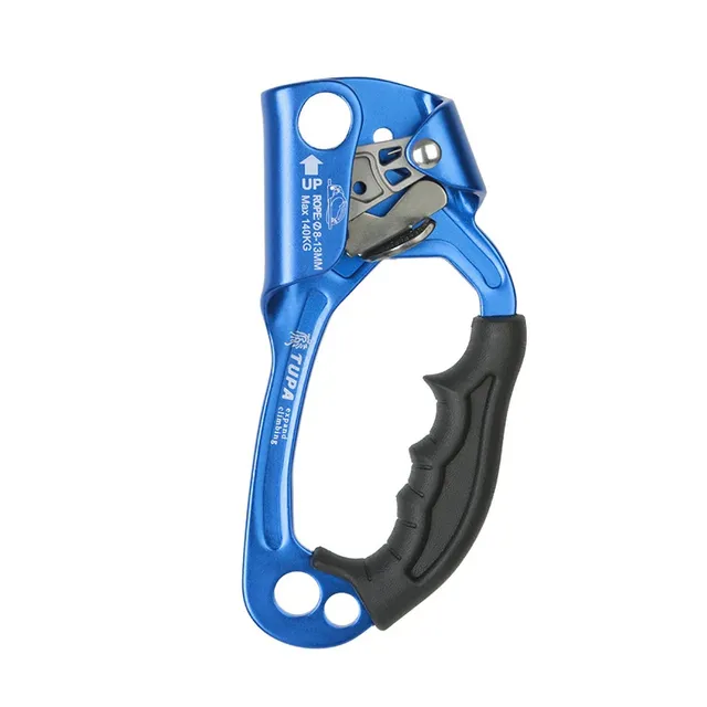 Climbing hand-held ascender for ropes 8-13 mm of aluminium-magnesium alloy