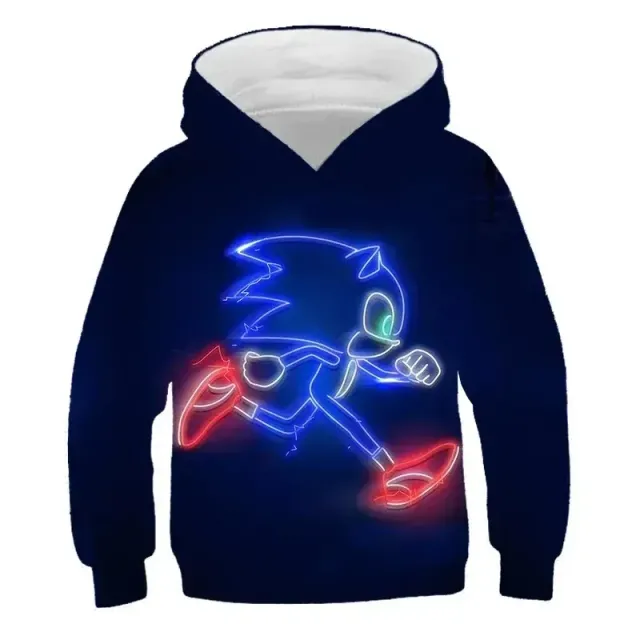 Dětská unisex mikina s kapucí a motivy 3D potisku ježka Sonic