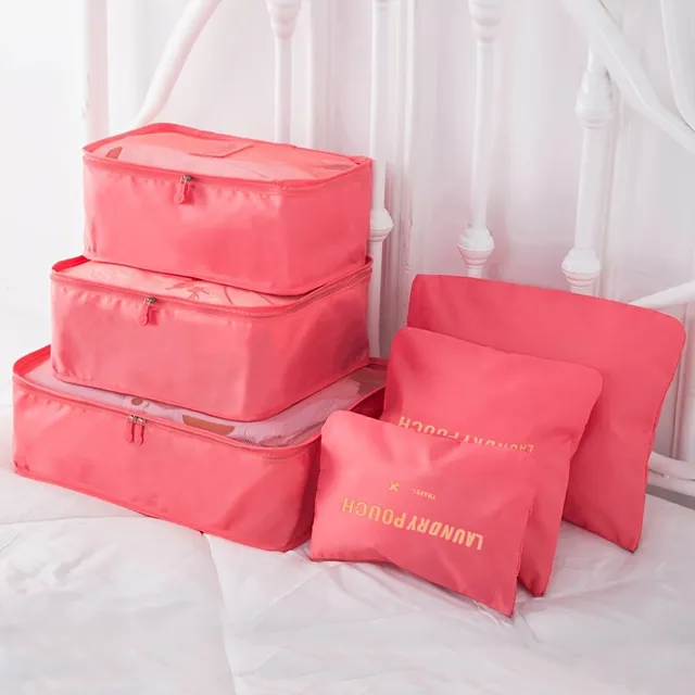 6pcs Travel organizers in the trunk - clothing wrappers, foldable bags, shoe bag, lingerie pocket