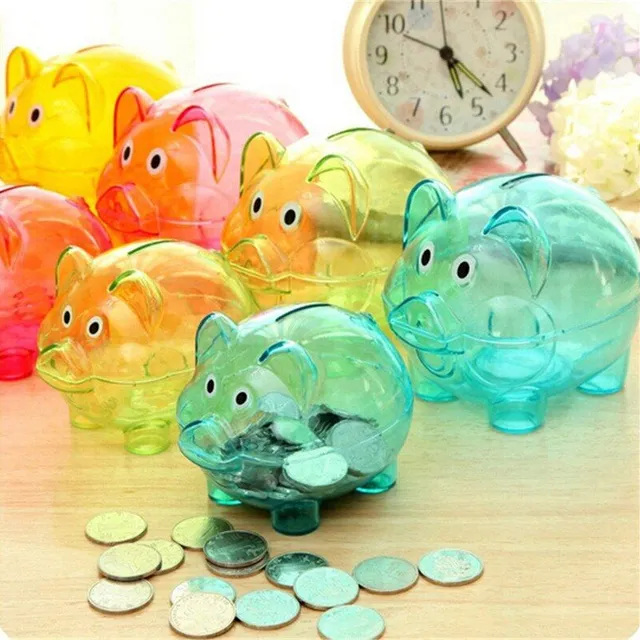 Plastic transparent piggy bank Frederic