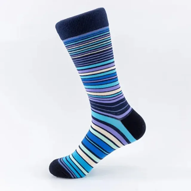 5 pairs of modern high socks with flexible hem with striped design in size 38 - 46