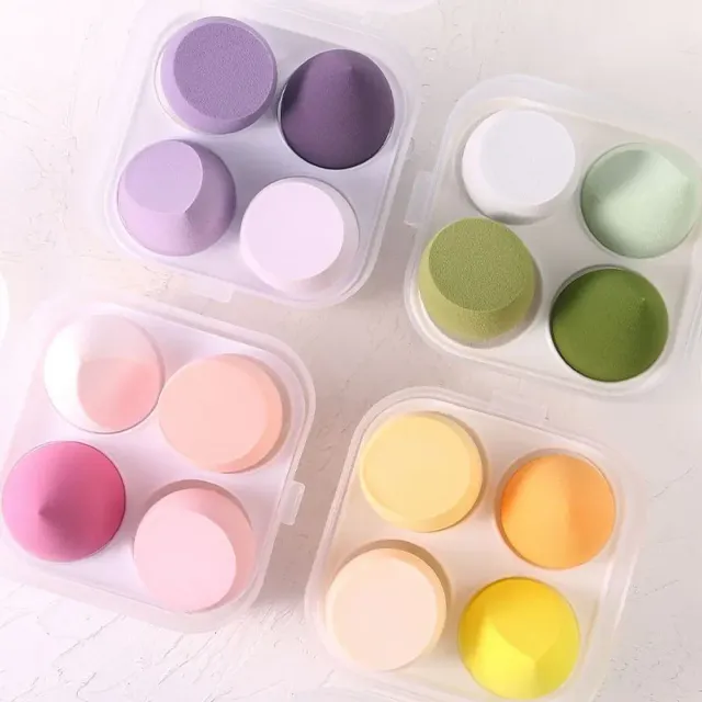 Set 4 bureți cosmetici Blender Beauty Egg - bureți pentru machiaj pentru un aspect perfect