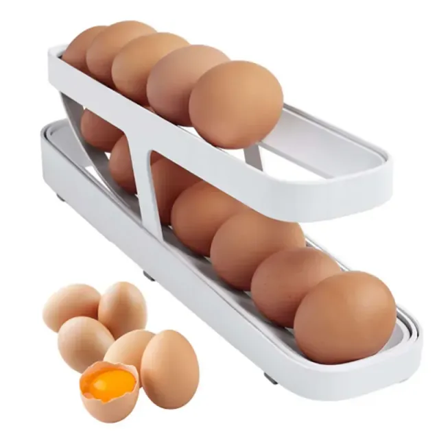 Automatic egg scrolling tray